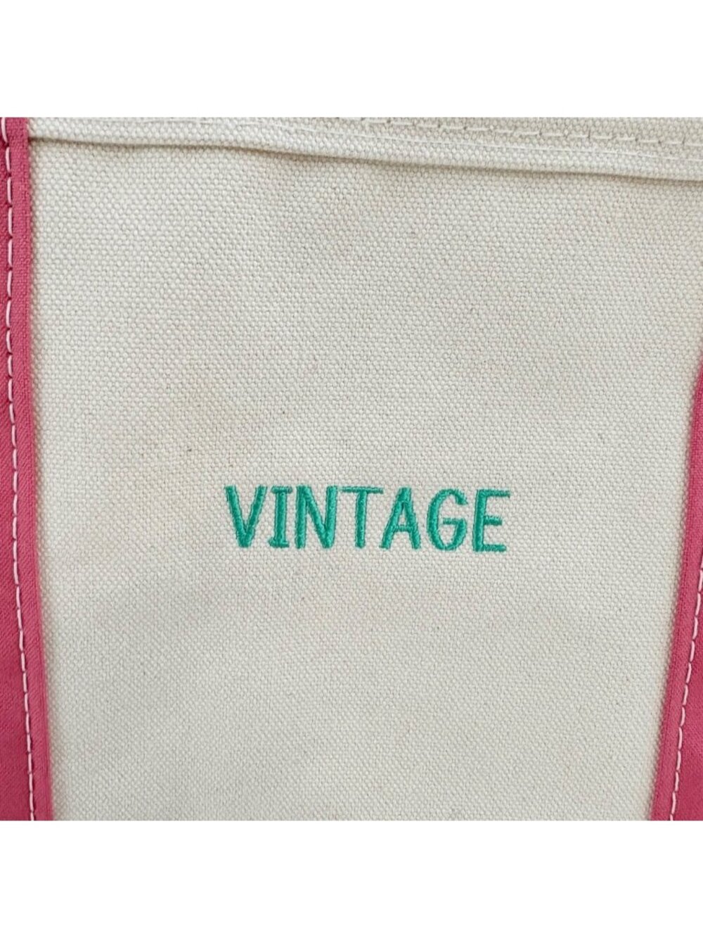 LL Bean Canvas Boat And Tote Bag Vintage Rose Pink Made in USA Zipper Closure - Picture 3 of 16